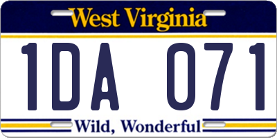 WV license plate 1DA071