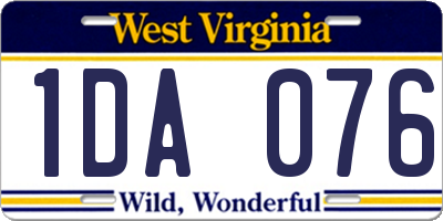 WV license plate 1DA076