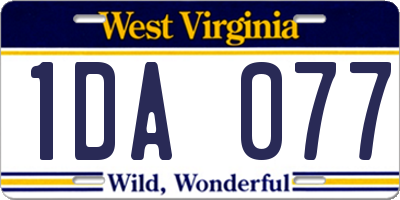 WV license plate 1DA077