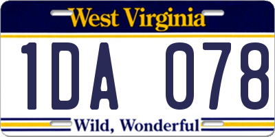 WV license plate 1DA078
