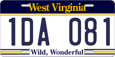 WV license plate 1DA081