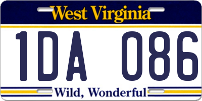WV license plate 1DA086