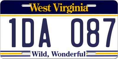 WV license plate 1DA087