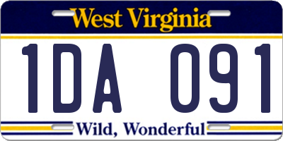 WV license plate 1DA091