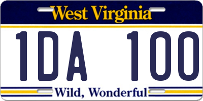 WV license plate 1DA100