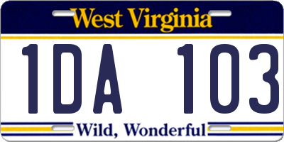 WV license plate 1DA103