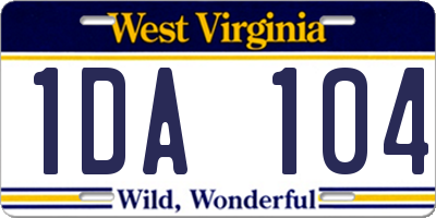 WV license plate 1DA104