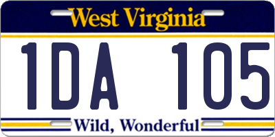 WV license plate 1DA105