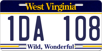 WV license plate 1DA108