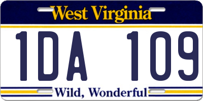 WV license plate 1DA109