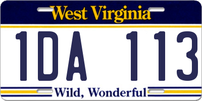 WV license plate 1DA113