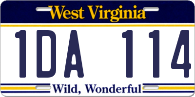 WV license plate 1DA114