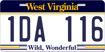 WV license plate 1DA116