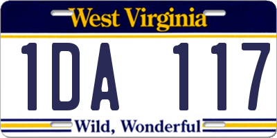 WV license plate 1DA117