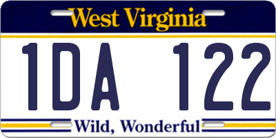 WV license plate 1DA122