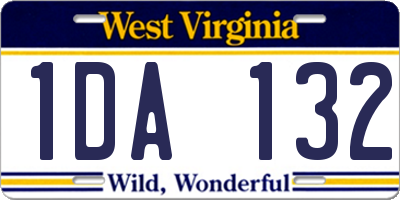 WV license plate 1DA132