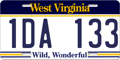 WV license plate 1DA133