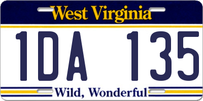 WV license plate 1DA135