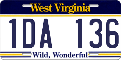 WV license plate 1DA136