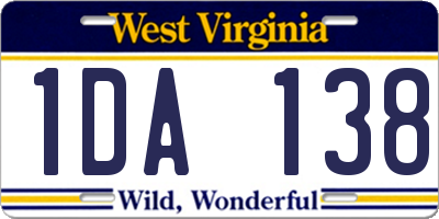 WV license plate 1DA138