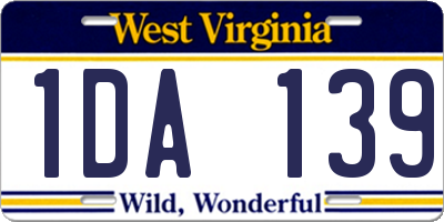 WV license plate 1DA139