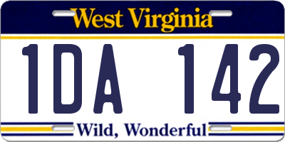 WV license plate 1DA142