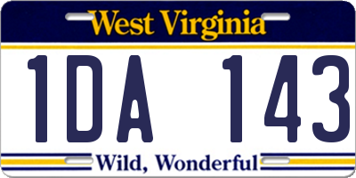 WV license plate 1DA143