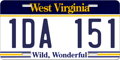 WV license plate 1DA151
