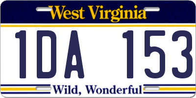 WV license plate 1DA153