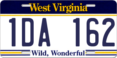 WV license plate 1DA162