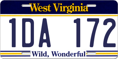WV license plate 1DA172