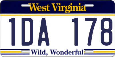 WV license plate 1DA178