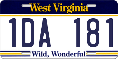 WV license plate 1DA181
