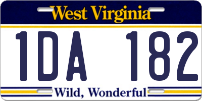 WV license plate 1DA182