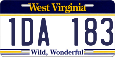 WV license plate 1DA183