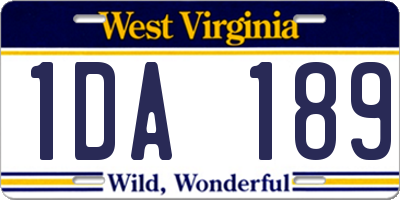 WV license plate 1DA189