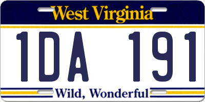 WV license plate 1DA191
