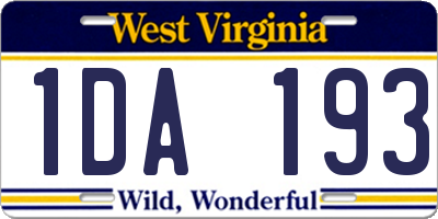 WV license plate 1DA193
