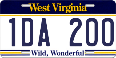 WV license plate 1DA200