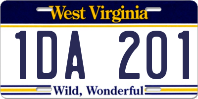 WV license plate 1DA201