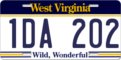 WV license plate 1DA202