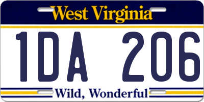 WV license plate 1DA206