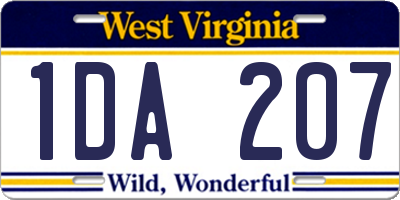WV license plate 1DA207