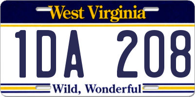 WV license plate 1DA208