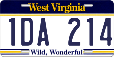 WV license plate 1DA214