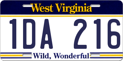 WV license plate 1DA216