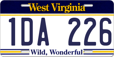 WV license plate 1DA226