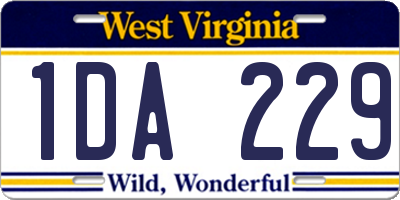WV license plate 1DA229