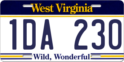 WV license plate 1DA230