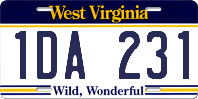 WV license plate 1DA231